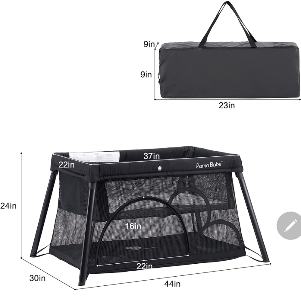 Pamo Babe Travel Crib, Portable Crib for Baby Lightweight Baby Travel Playpen